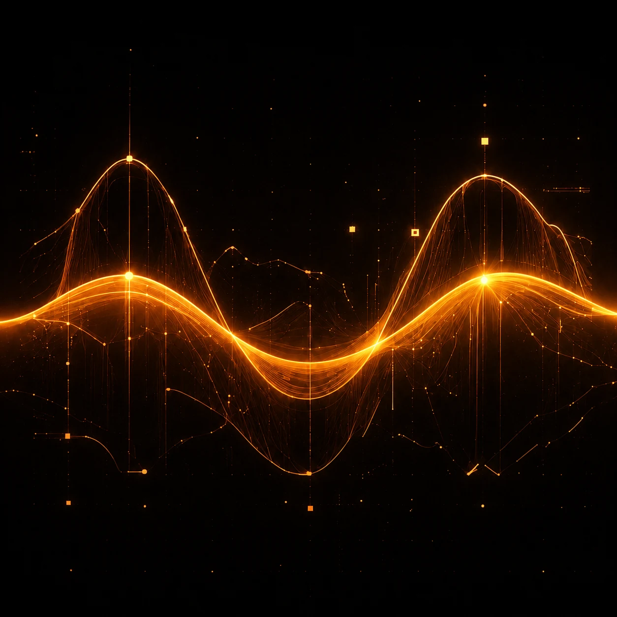 Warm amber brainwave rhythm visual.